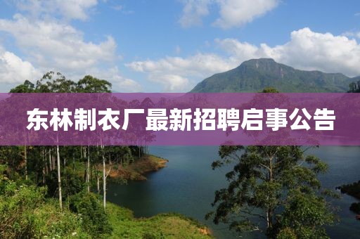 東林制衣廠最新招聘啟事公告