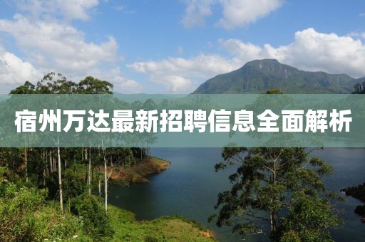 宿州萬達最新招聘信息全面解析