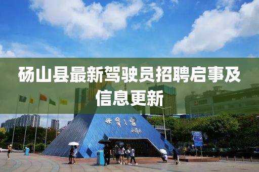 碭山縣最新駕駛員招聘啟事及信息更新
