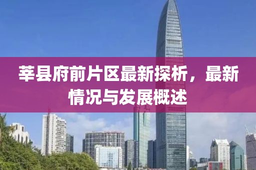 莘縣府前片區(qū)最新探析，最新情況與發(fā)展概述