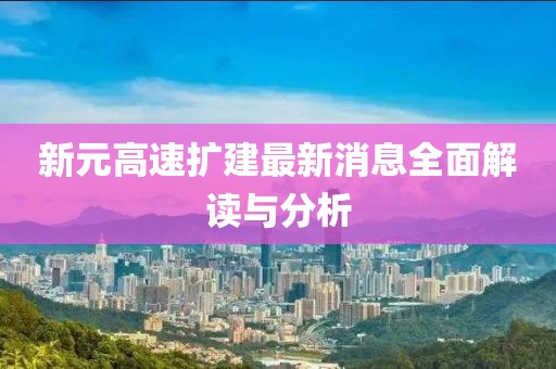 新元高速擴(kuò)建最新消息全面解讀與分析