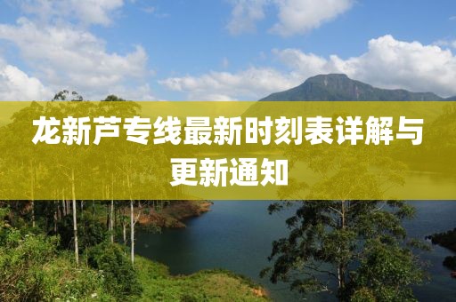 龍新蘆專線最新時(shí)刻表詳解與更新通知