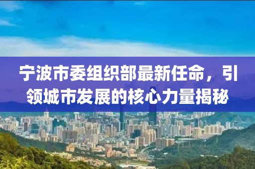 寧波市委組織部最新任命，引領(lǐng)城市發(fā)展的核心力量揭秘