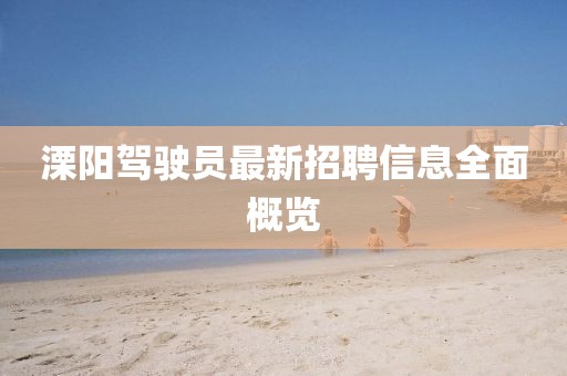 溧陽駕駛員最新招聘信息全面概覽