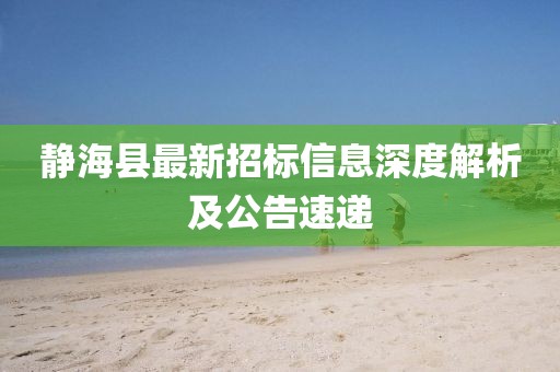靜?？h最新招標(biāo)信息深度解析及公告速遞