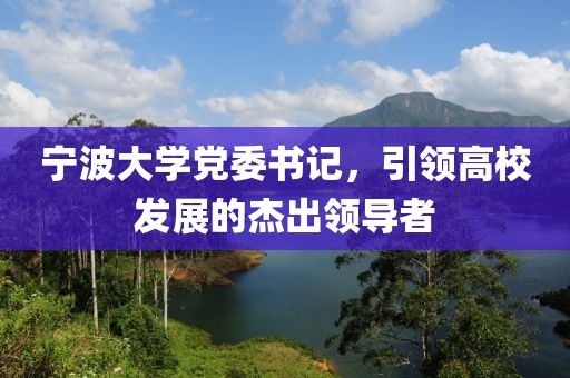 寧波大學黨委書記，引領高校發(fā)展的杰出領導者