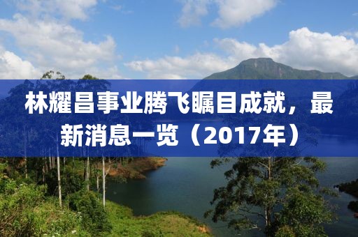 林耀昌事業(yè)騰飛矚目成就，最新消息一覽（2017年）