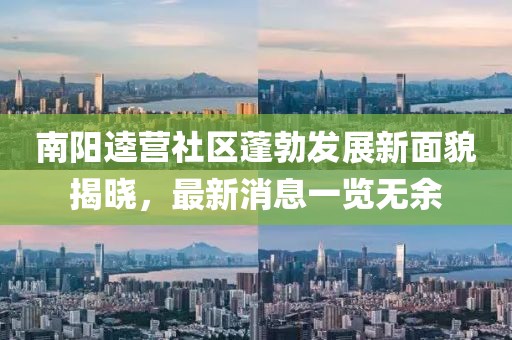 南陽(yáng)逵營(yíng)社區(qū)蓬勃發(fā)展新面貌揭曉，最新消息一覽無余