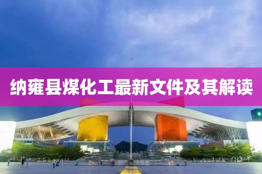 納雍縣煤化工最新文件及其解讀