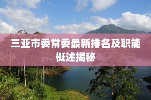 三亞市委常委最新排名及職能概述揭秘