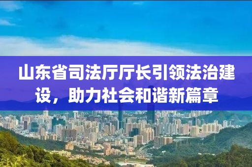 山東省司法廳廳長引領(lǐng)法治建設(shè)，助力社會(huì)和諧新篇章