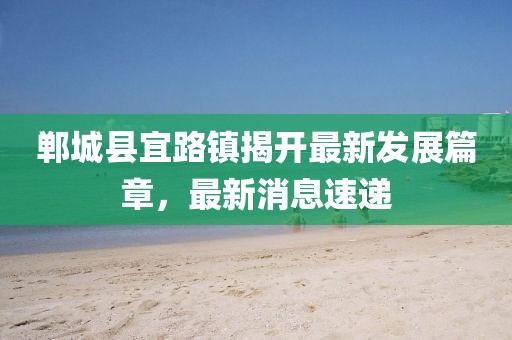 鄲城縣宜路鎮(zhèn)揭開最新發(fā)展篇章，最新消息速遞
