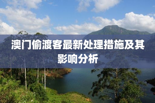 澳門偷渡客最新處理措施及其影響分析