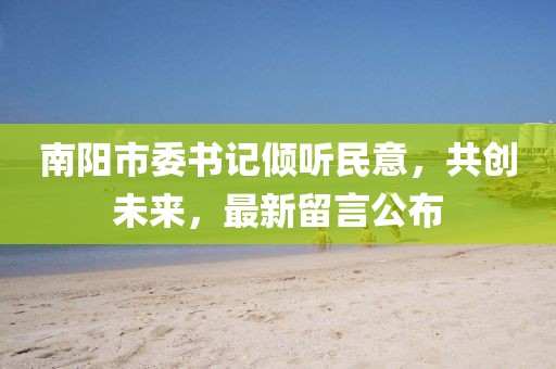南陽市委書記傾聽民意，共創(chuàng)未來，最新留言公布