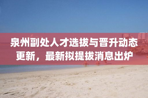 泉州副處人才選拔與晉升動態(tài)更新，最新擬提拔消息出爐