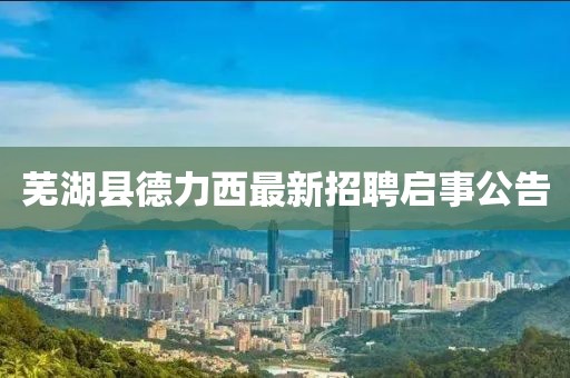 蕪湖縣德力西最新招聘啟事公告