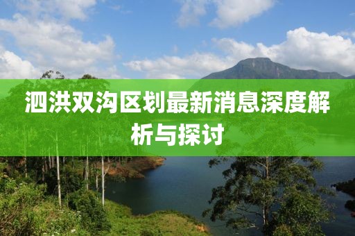 泗洪雙溝區(qū)劃最新消息深度解析與探討