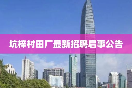坑梓村田廠最新招聘啟事公告