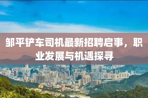 鄒平鏟車司機最新招聘啟事，職業(yè)發(fā)展與機遇探尋