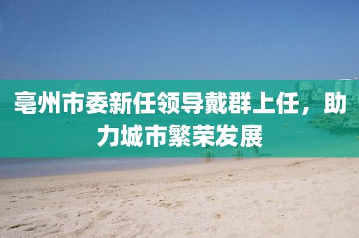 亳州市委新任領導戴群上任，助力城市繁榮發(fā)展