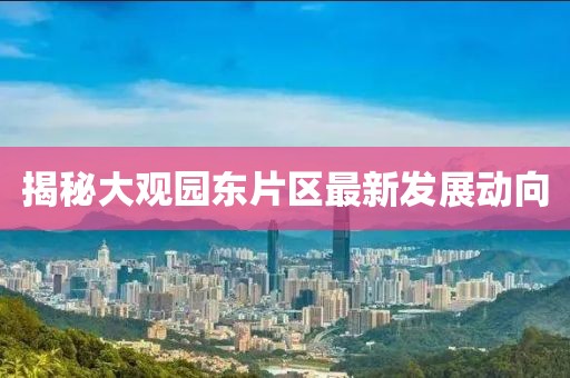 揭秘大觀園東片區(qū)最新發(fā)展動(dòng)向